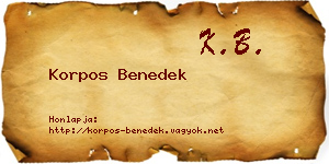 Korpos Benedek névjegykártya