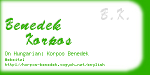 benedek korpos business card